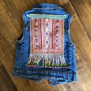 🌈 Upcycled Hmong Denim Vest Sz Small (6/7) 🌈